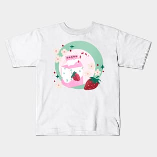 Strawberry milk badge Kids T-Shirt